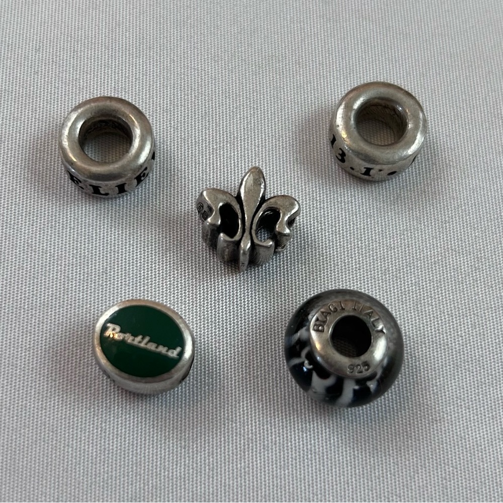 Lot of 5 Italian made sterling silver bracelet charms